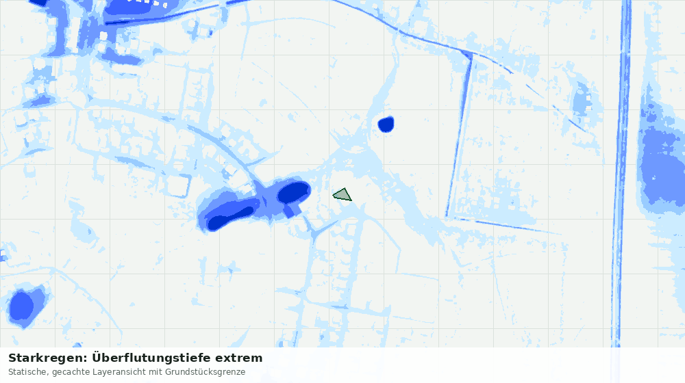 Statische Kartenansicht: Starkregen: Überflutungstiefe extrem