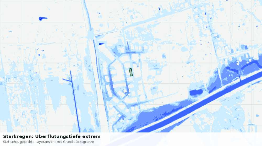 Statische Kartenansicht: Starkregen: Überflutungstiefe extrem