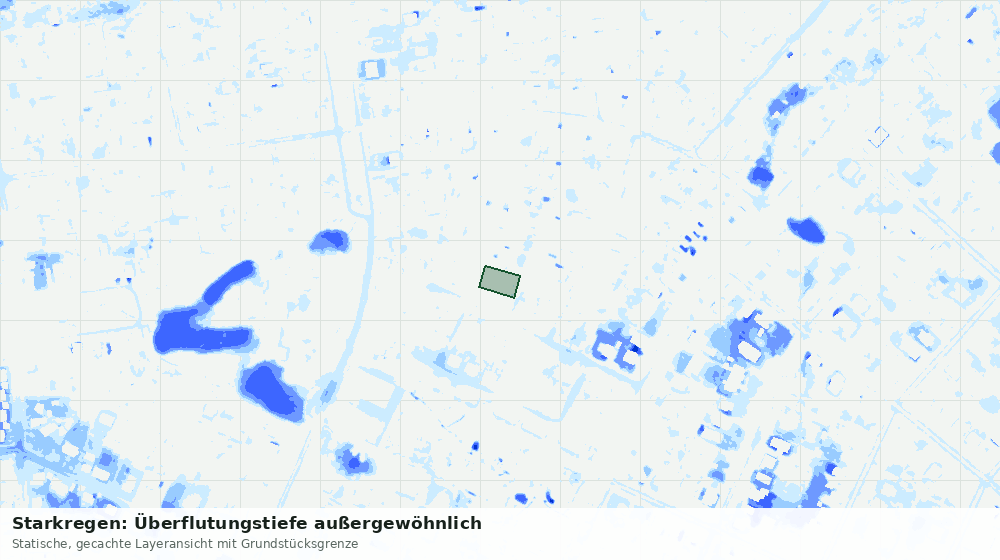 Statische Kartenansicht: Starkregen: Überflutungstiefe außergewöhnlich