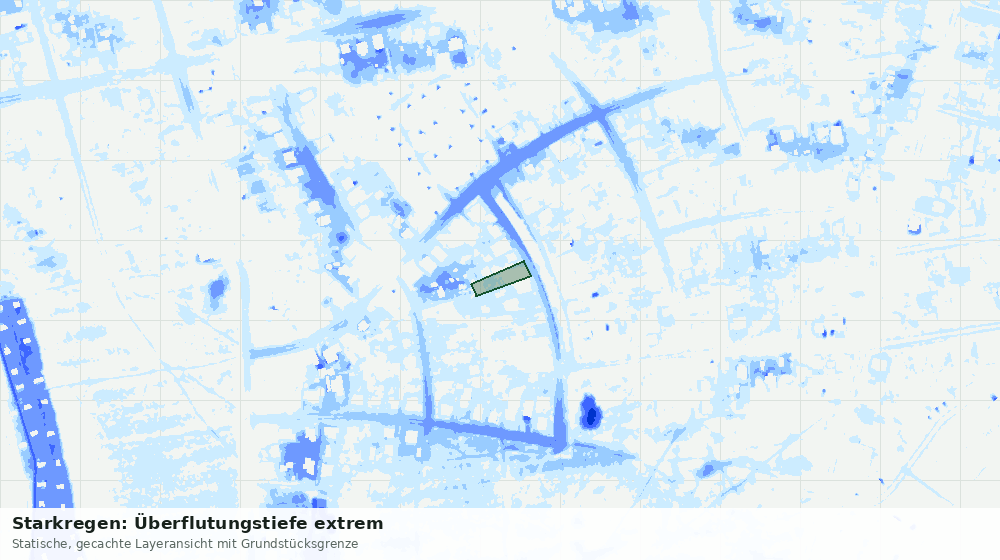 Statische Kartenansicht: Starkregen: Überflutungstiefe extrem