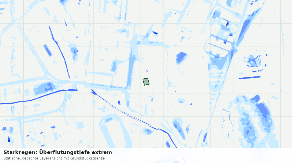 Statische Kartenansicht: Starkregen: Überflutungstiefe extrem