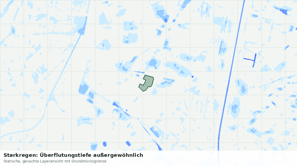 Statische Kartenansicht: Starkregen: Überflutungstiefe außergewöhnlich