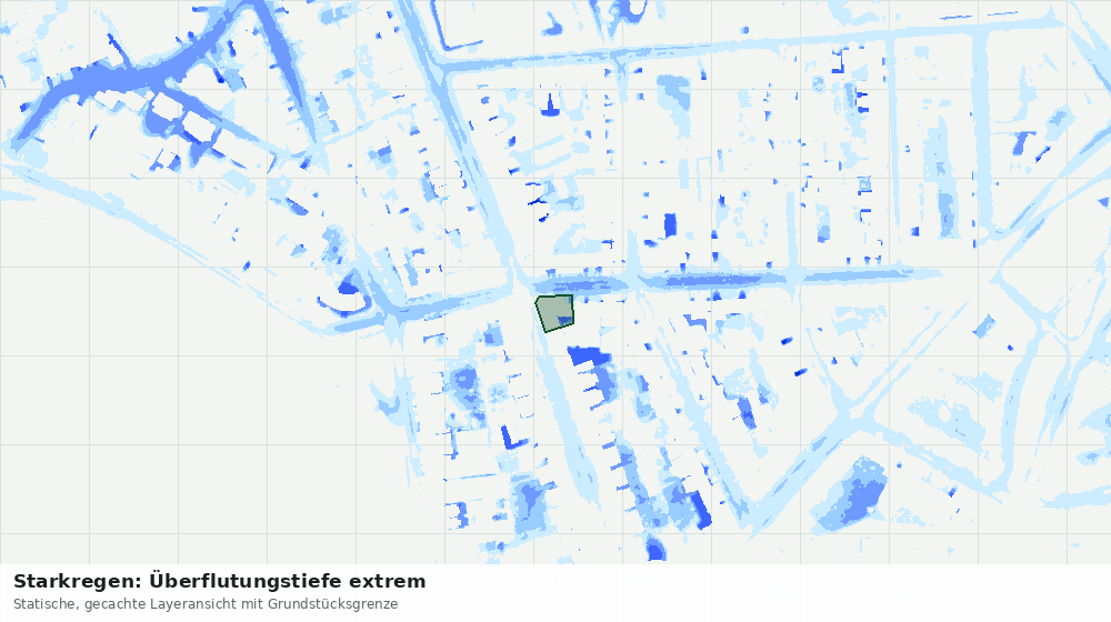 Statische Kartenansicht: Starkregen: Überflutungstiefe extrem