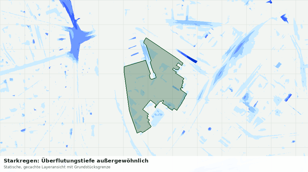 Statische Kartenansicht: Starkregen: Überflutungstiefe außergewöhnlich