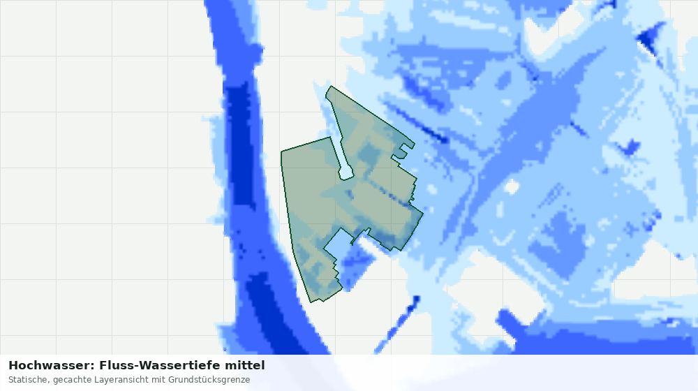Statische Kartenansicht: Hochwasser: Fluss-Wassertiefe mittel