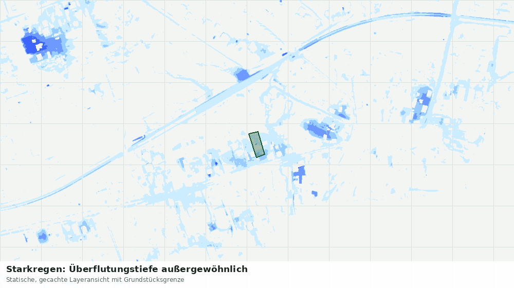 Statische Kartenansicht: Starkregen: Überflutungstiefe außergewöhnlich
