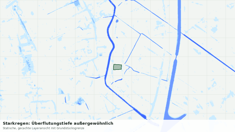 Statische Kartenansicht: Starkregen: Überflutungstiefe außergewöhnlich