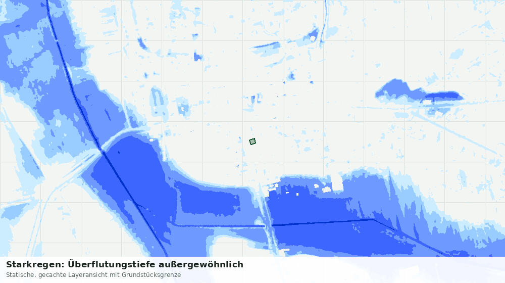 Statische Kartenansicht: Starkregen: Überflutungstiefe außergewöhnlich