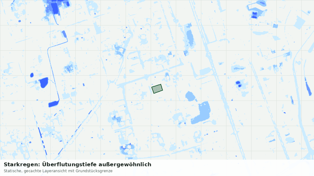 Statische Kartenansicht: Starkregen: Überflutungstiefe außergewöhnlich