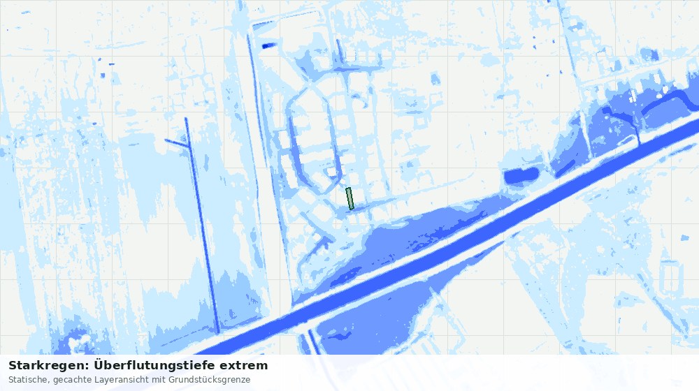 Statische Kartenansicht: Starkregen: Überflutungstiefe extrem