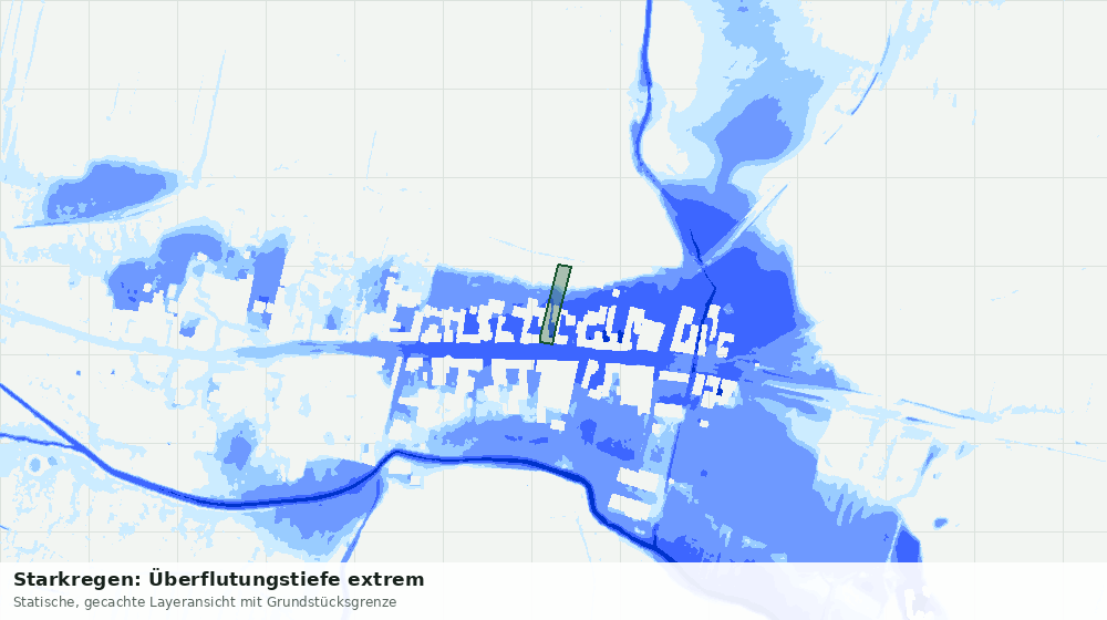 Statische Kartenansicht: Starkregen: Überflutungstiefe extrem