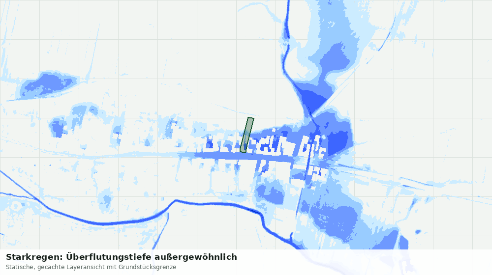 Statische Kartenansicht: Starkregen: Überflutungstiefe außergewöhnlich