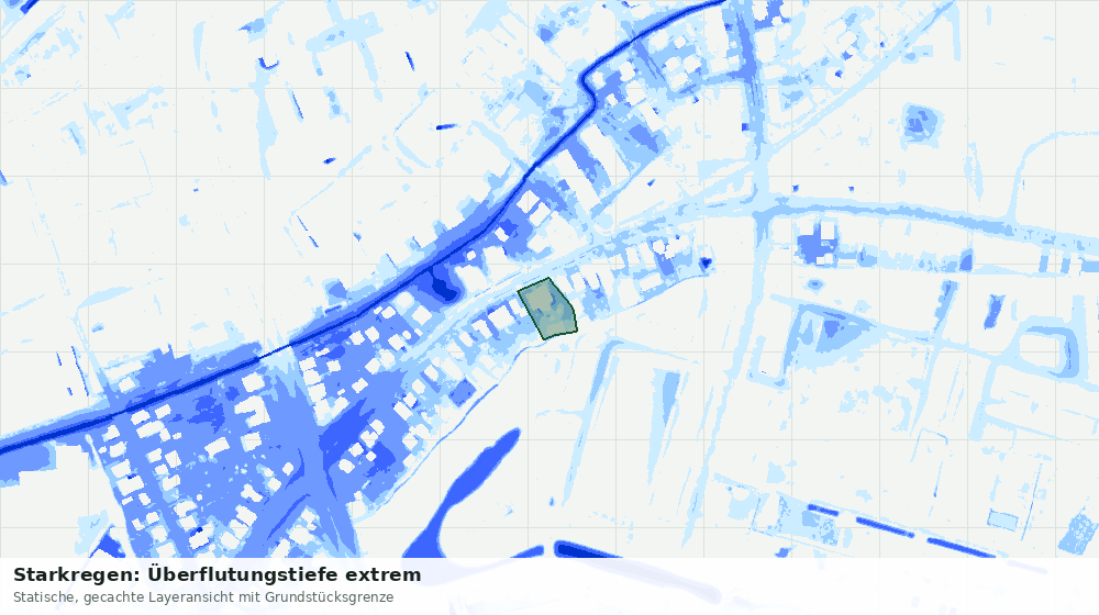Statische Kartenansicht: Starkregen: Überflutungstiefe extrem
