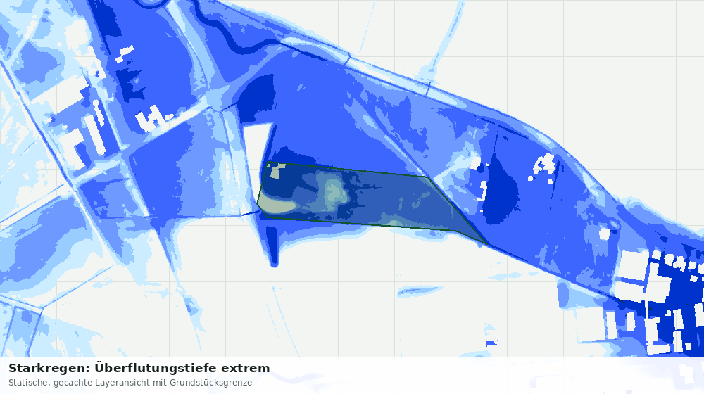 Statische Kartenansicht: Starkregen: Überflutungstiefe extrem