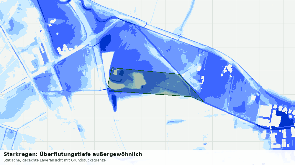 Statische Kartenansicht: Starkregen: Überflutungstiefe außergewöhnlich