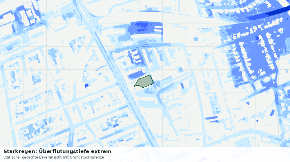 Statische Kartenansicht: Starkregen: Überflutungstiefe extrem