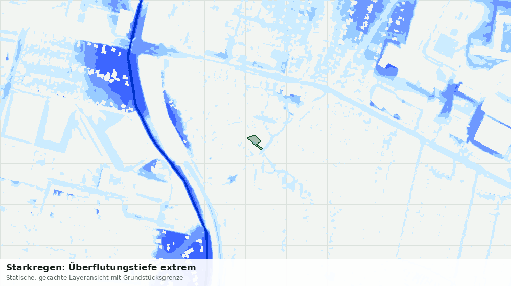 Statische Kartenansicht: Starkregen: Überflutungstiefe extrem