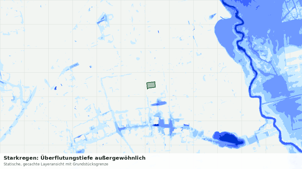 Statische Kartenansicht: Starkregen: Überflutungstiefe außergewöhnlich