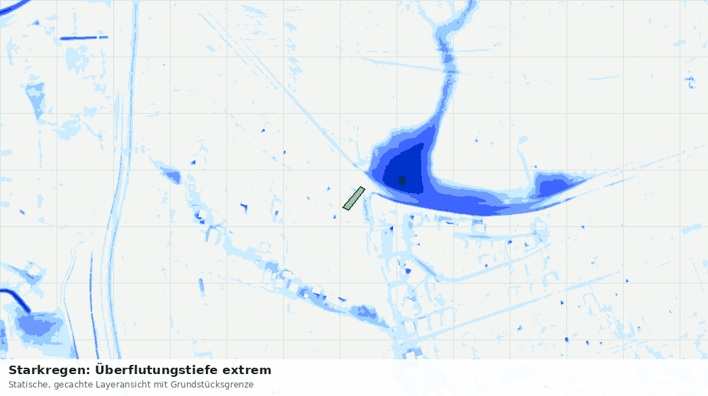 Statische Kartenansicht: Starkregen: Überflutungstiefe extrem