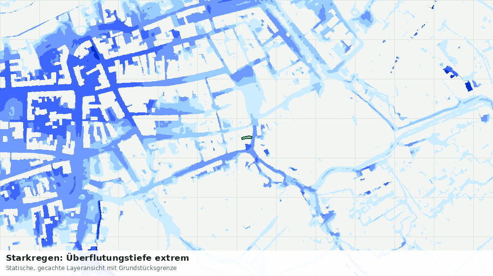 Statische Kartenansicht: Starkregen: Überflutungstiefe extrem