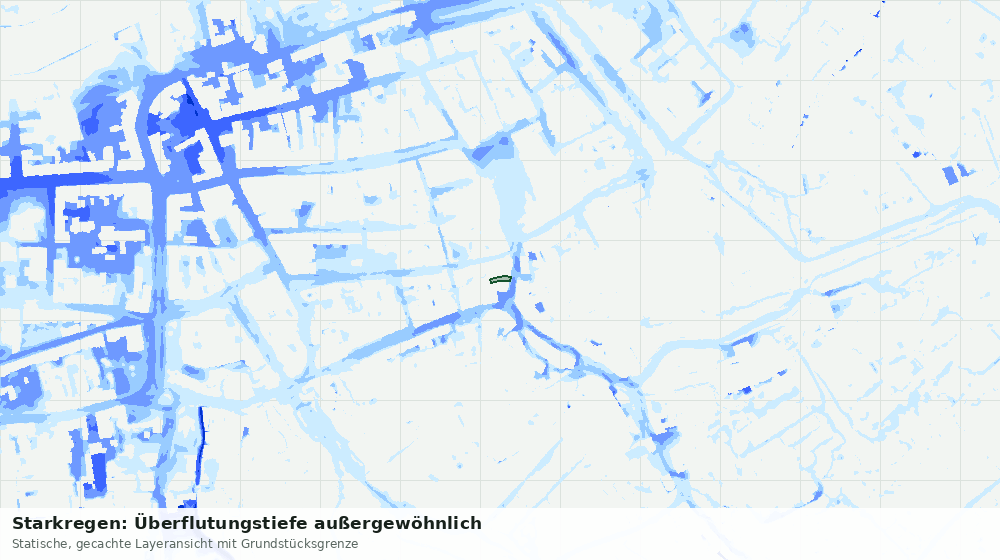 Statische Kartenansicht: Starkregen: Überflutungstiefe außergewöhnlich