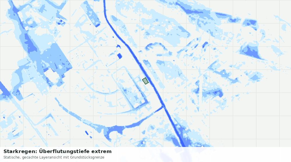 Statische Kartenansicht: Starkregen: Überflutungstiefe extrem