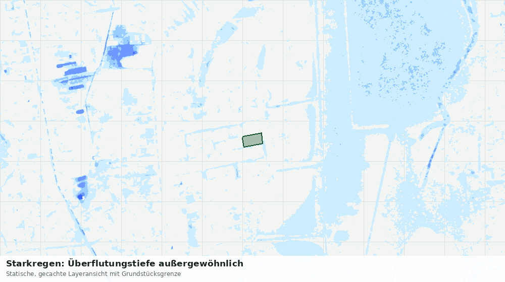 Statische Kartenansicht: Starkregen: Überflutungstiefe außergewöhnlich