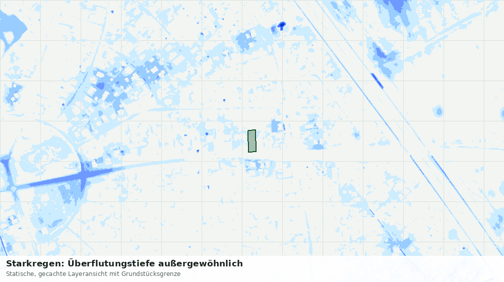 Statische Kartenansicht: Starkregen: Überflutungstiefe außergewöhnlich