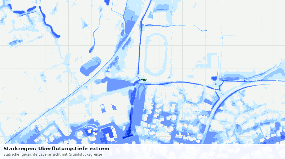 Statische Kartenansicht: Starkregen: Überflutungstiefe extrem