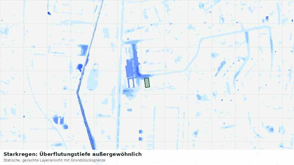 Statische Kartenansicht: Starkregen: Überflutungstiefe außergewöhnlich