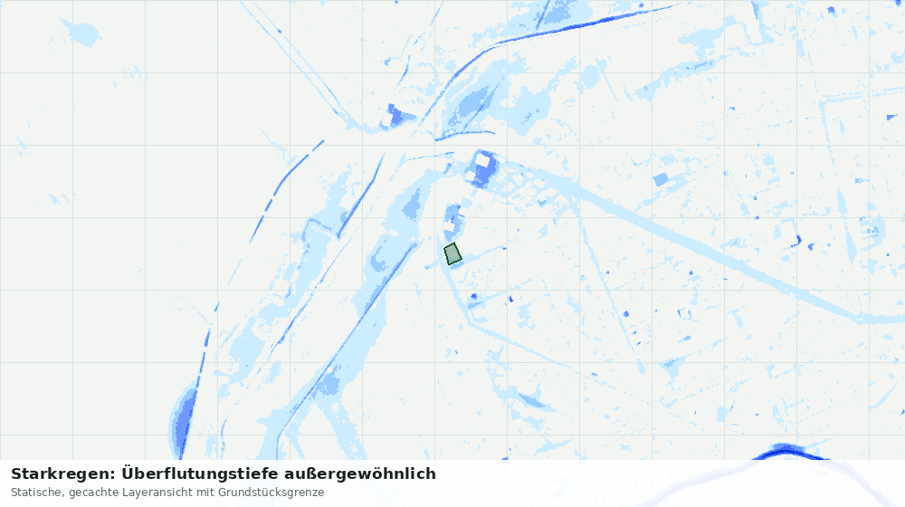 Statische Kartenansicht: Starkregen: Überflutungstiefe außergewöhnlich