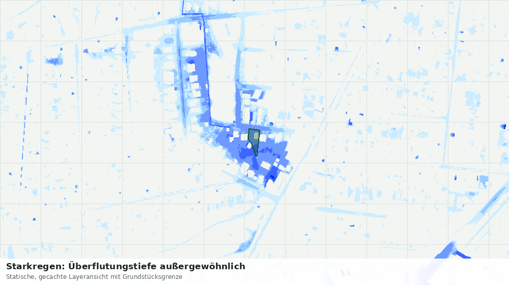 Statische Kartenansicht: Starkregen: Überflutungstiefe außergewöhnlich
