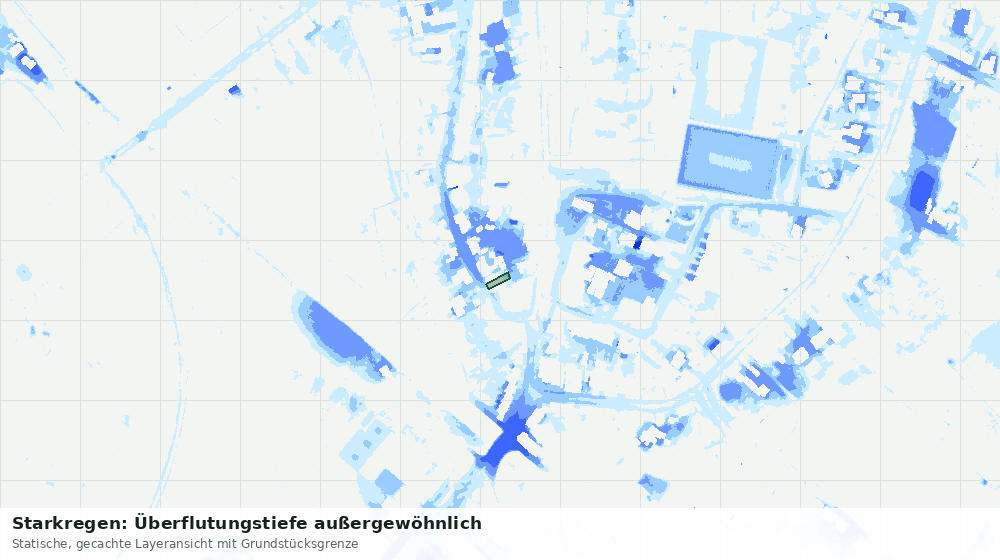 Statische Kartenansicht: Starkregen: Überflutungstiefe außergewöhnlich