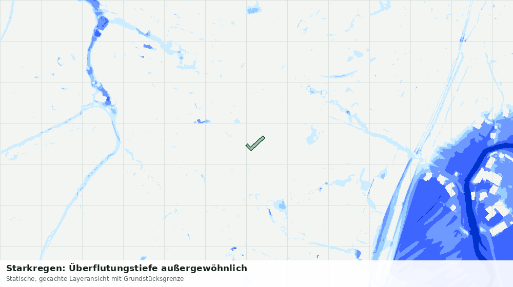 Statische Kartenansicht: Starkregen: Überflutungstiefe außergewöhnlich