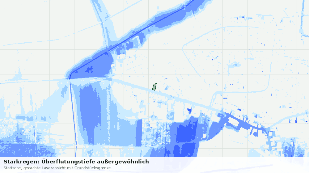 Statische Kartenansicht: Starkregen: Überflutungstiefe außergewöhnlich