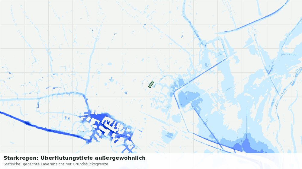 Statische Kartenansicht: Starkregen: Überflutungstiefe außergewöhnlich
