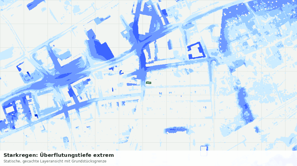 Statische Kartenansicht: Starkregen: Überflutungstiefe extrem