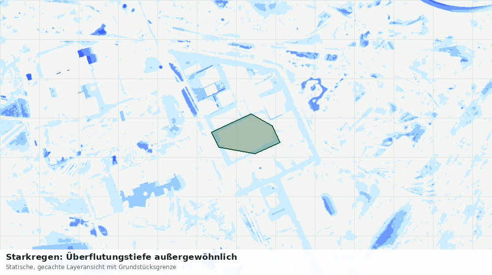 Statische Kartenansicht: Starkregen: Überflutungstiefe außergewöhnlich