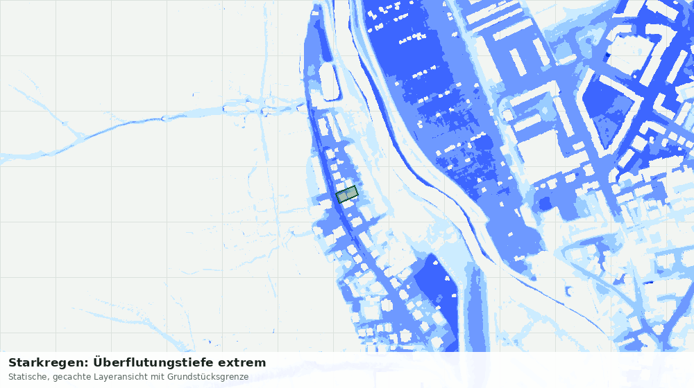 Statische Kartenansicht: Starkregen: Überflutungstiefe extrem
