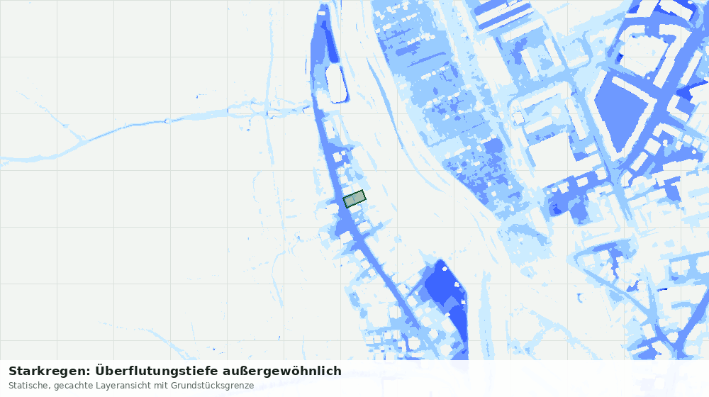 Statische Kartenansicht: Starkregen: Überflutungstiefe außergewöhnlich
