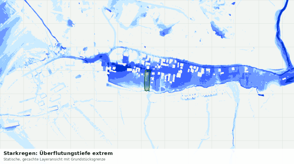 Statische Kartenansicht: Starkregen: Überflutungstiefe extrem