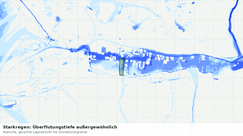 Statische Kartenansicht: Starkregen: Überflutungstiefe außergewöhnlich