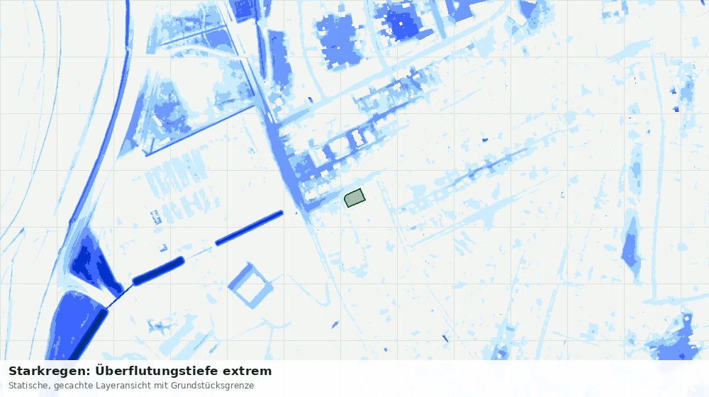 Statische Kartenansicht: Starkregen: Überflutungstiefe extrem