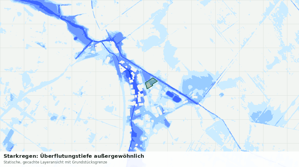Statische Kartenansicht: Starkregen: Überflutungstiefe außergewöhnlich