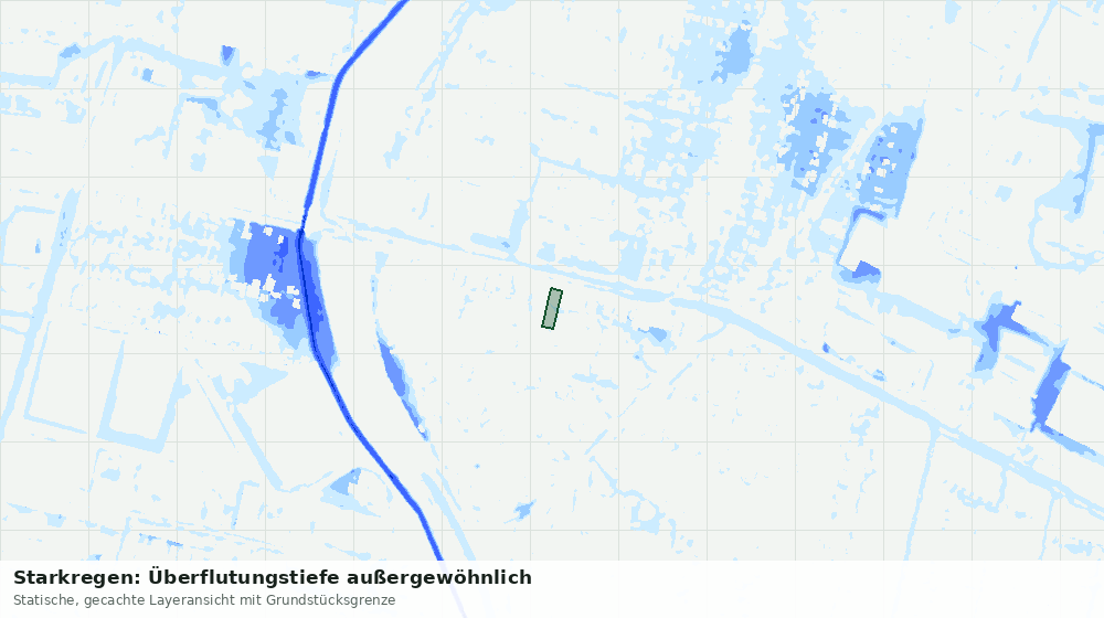 Statische Kartenansicht: Starkregen: Überflutungstiefe außergewöhnlich
