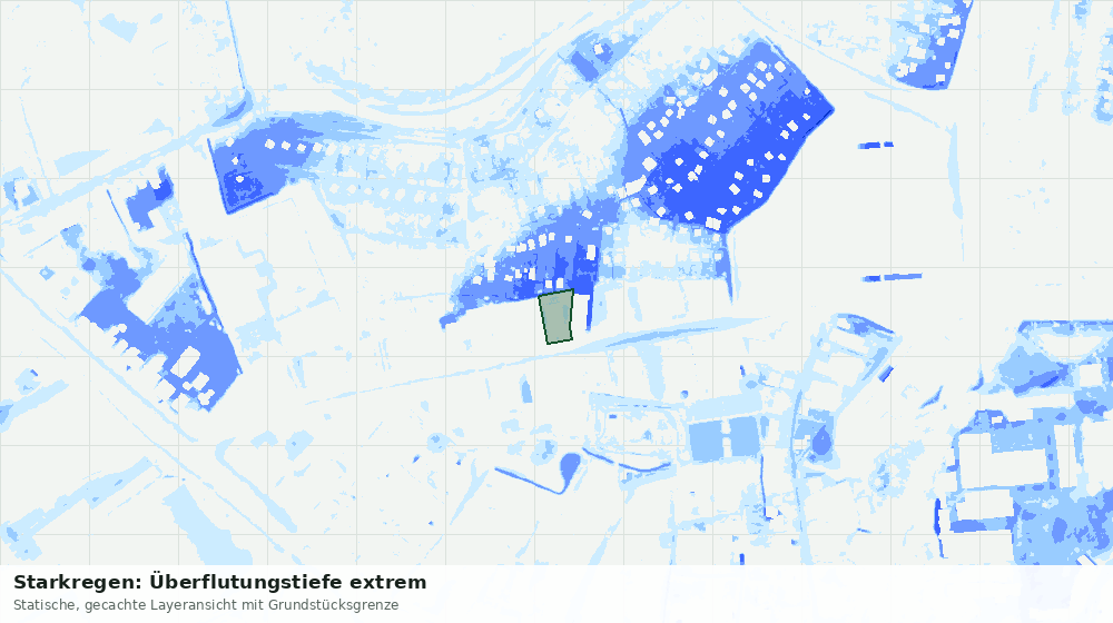 Statische Kartenansicht: Starkregen: Überflutungstiefe extrem