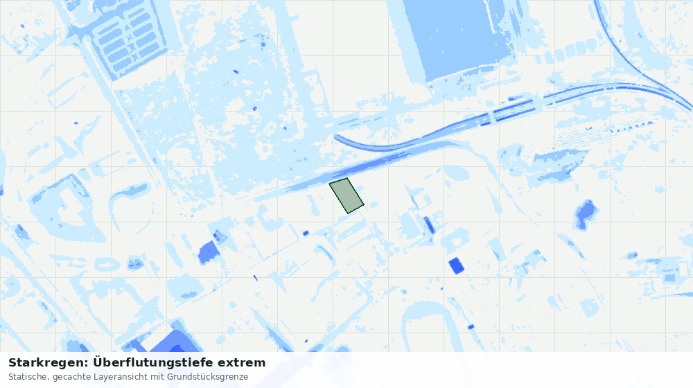Statische Kartenansicht: Starkregen: Überflutungstiefe extrem
