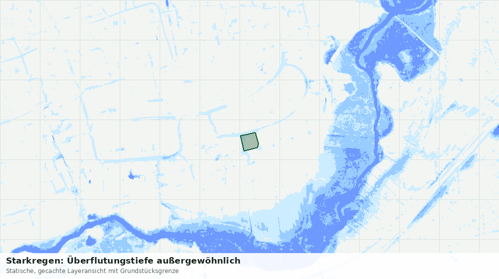 Statische Kartenansicht: Starkregen: Überflutungstiefe außergewöhnlich