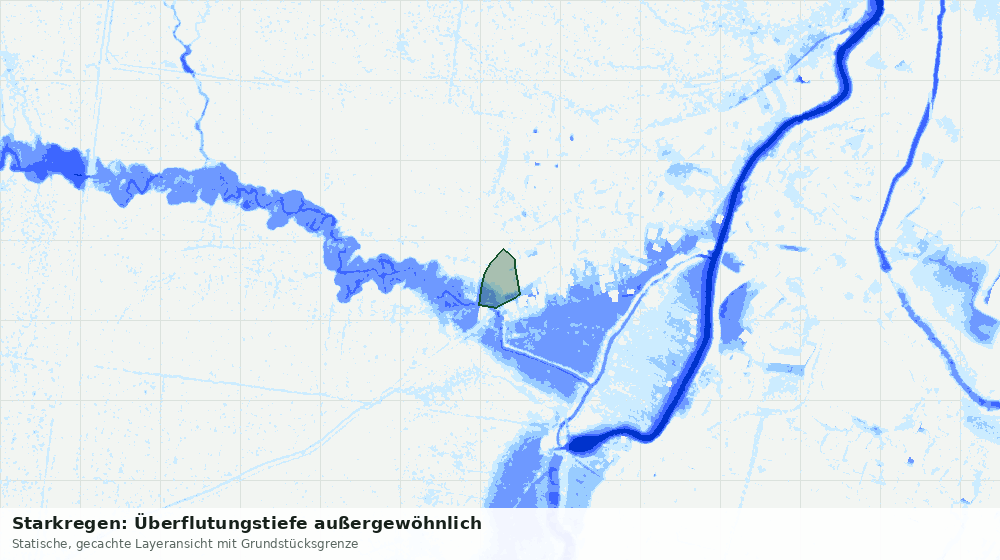 Statische Kartenansicht: Starkregen: Überflutungstiefe außergewöhnlich