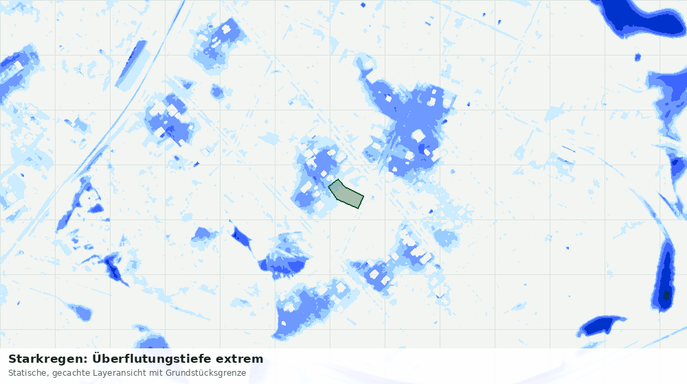 Statische Kartenansicht: Starkregen: Überflutungstiefe extrem